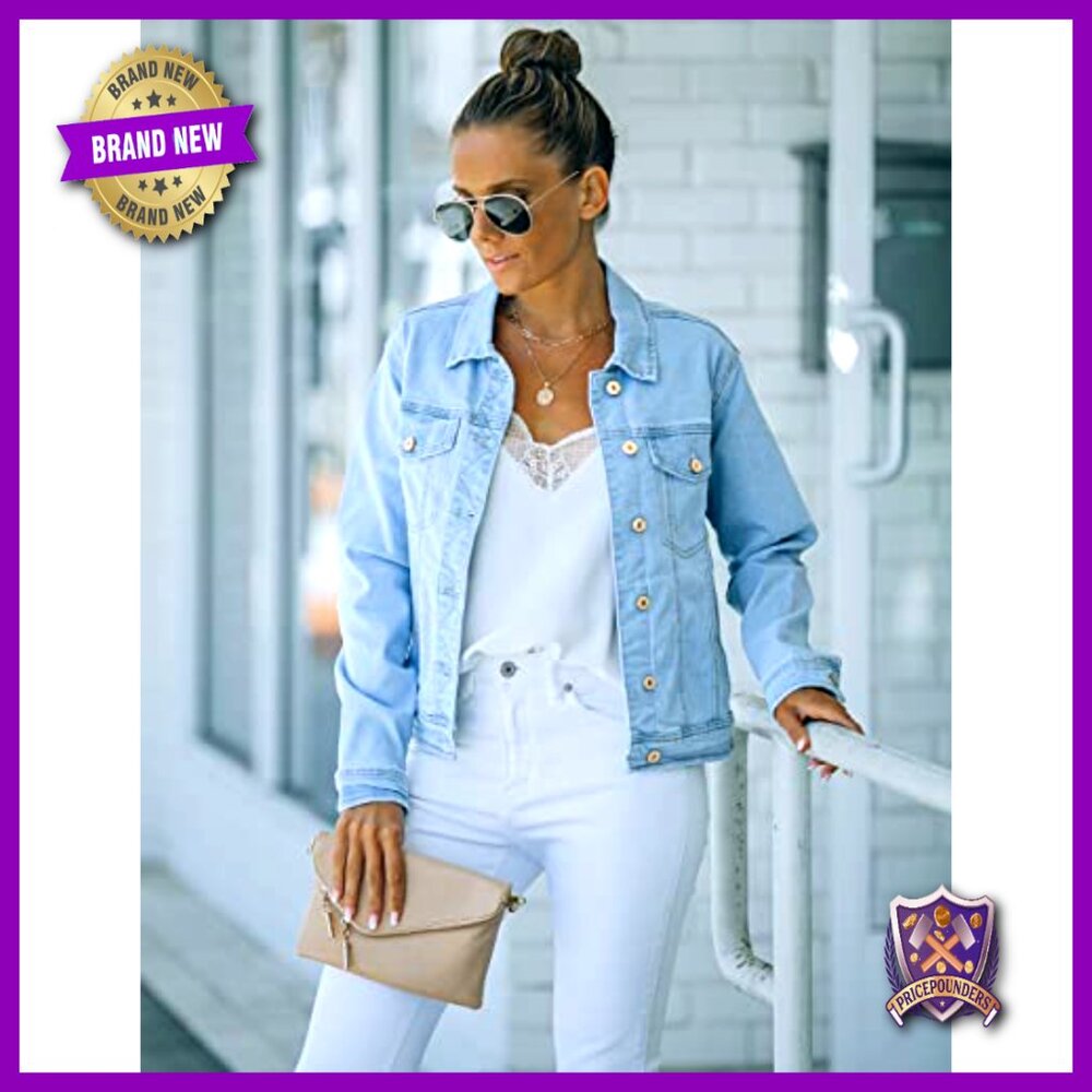 Stretch Fitted Denim Jacket Button Down Long Slee… - image 3